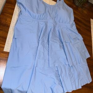 Elegant Blue Sleeveless swims dress